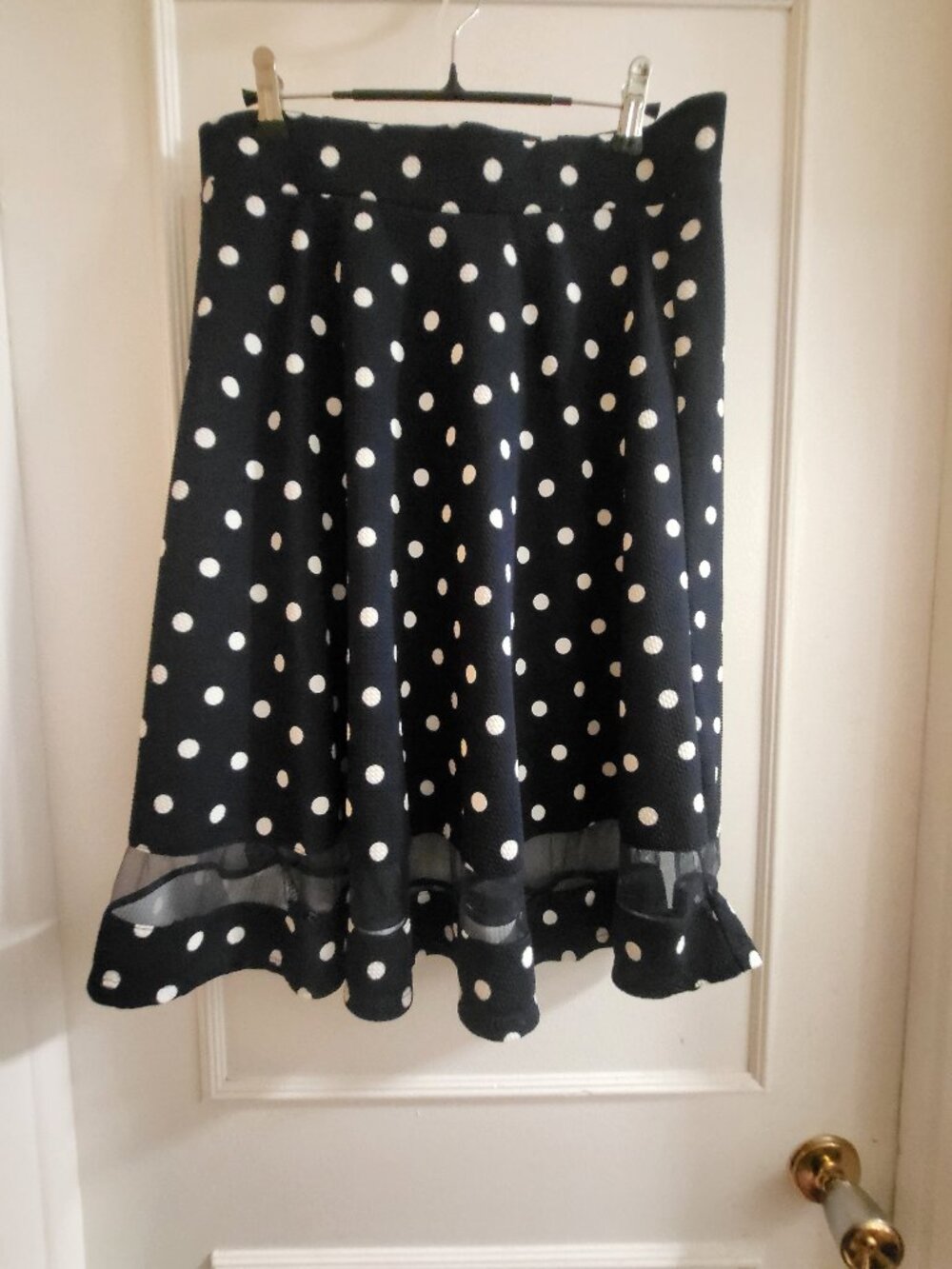 Retro Polka Dot Midi Skirt - Faith and Joy - Mesh Detail - Large